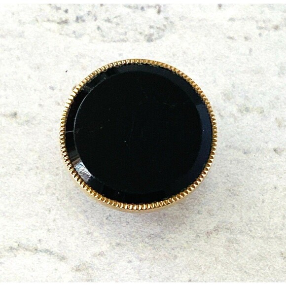 Antique Victorian Heavy Gold Filled Black Onyx Collar Button - Picture 1 of 4